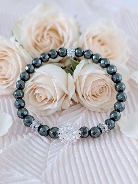 Jewelry - Hematite Bracelet With Cubic Zirconia Accents